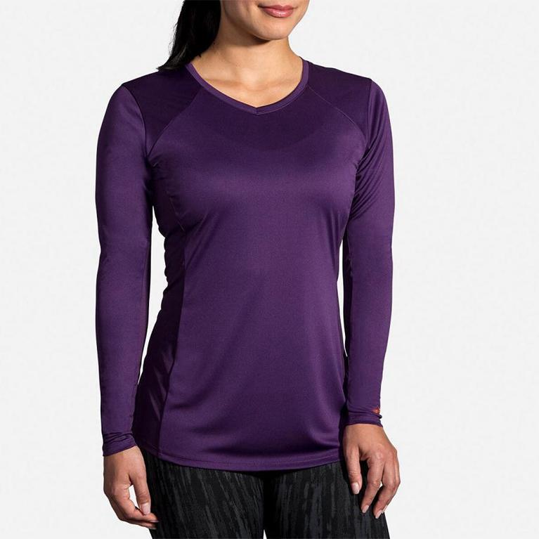 Brooks Women's Stealth Long Sleeve Running Shirt - Purple (FJZI79018)